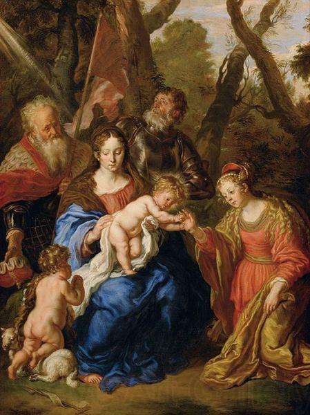 SANDRART, Joachim von Mystische Verlobung der Hl. Katharina und die Hll. Leopold und Wilhelm France oil painting art